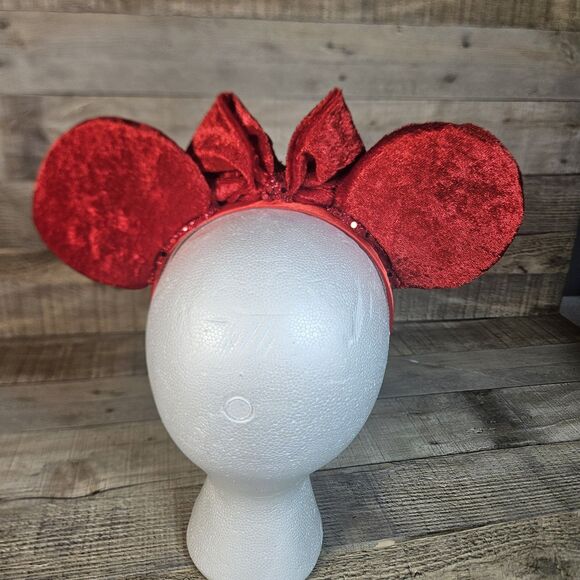 Minnie Mouse Ears Red Velvet Disney Ears Handmade - Picture 2 of 7